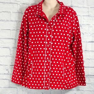 🔵BOGO FREE🔵 Quacker Factory Jacket Snap Front Long Sleeve Polka Dot Sz M